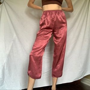Vintage Style Flowing Silk Satin Cropped Pants